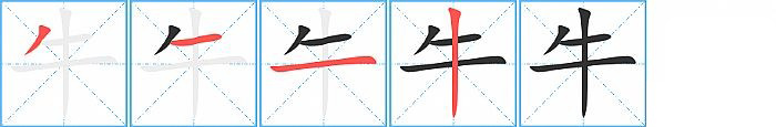 牛的笔顺分步演示图