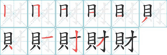 財的笔顺分步演示图